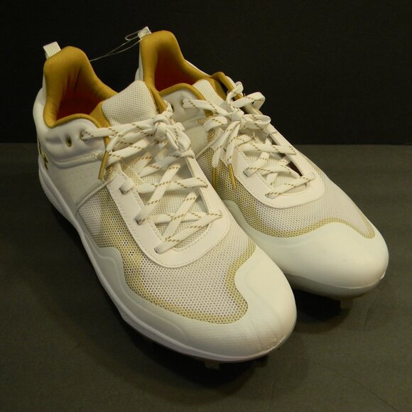 Under Armour Clyde MT 3024328-103 White Gold Women's Softball Metal Cleats 11.5 - Picture 1 of 9